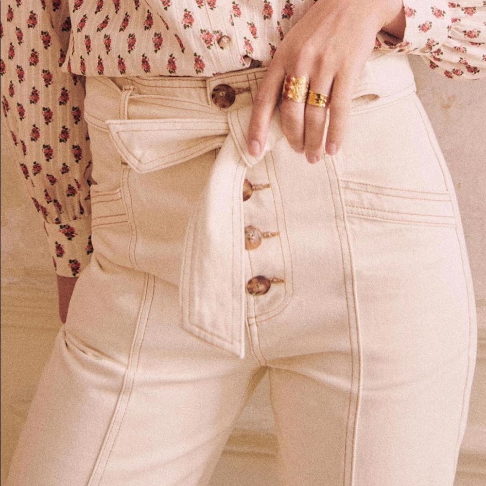 Sezane Maxime pants in ecru, size 36/4